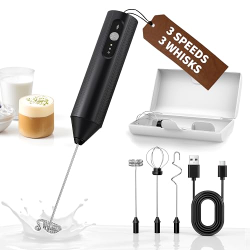 Image of CIRCLE JOY Rechargeable Coffee Frother Electric with 3 Variable Speeds, 3 Whisks and Storage Box, Milk Frother Handheld for Coffee, Latte, Cappuccino, Milk Mixing, Protein Shakes & Egg Beating