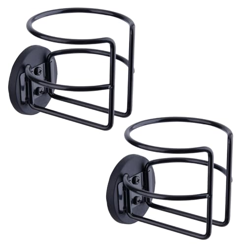 Magnetic Cup Holder with 2 Screws Mount Full Covered Bus Tractor Cup Holder Magnet Drink Holder for Bottle Black Pack of 2