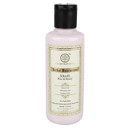 Khadi Natural Herbal Ayurvedic Rose and Honey Moisturizer SLS and Paraben Free (210 ml)