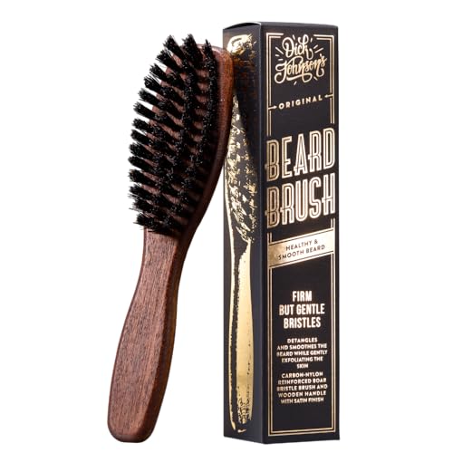 Dick Johnson Bartbürste Männer 15 cm– Wildschweinborsten mit Nylonstiften für Bartpflege & Styling – Holzbürste für langen Bart & Vollbart – Bart Kamm Set Ergänzung – Handgefertigt in Spanien
