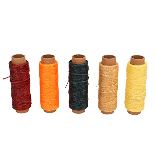 15 hilos encerados para coser cuero, hilo de coser recubierto de cera de poliéster, 50 metros, 15 colores para billeteras, bolsas y pulseras miniatura 4