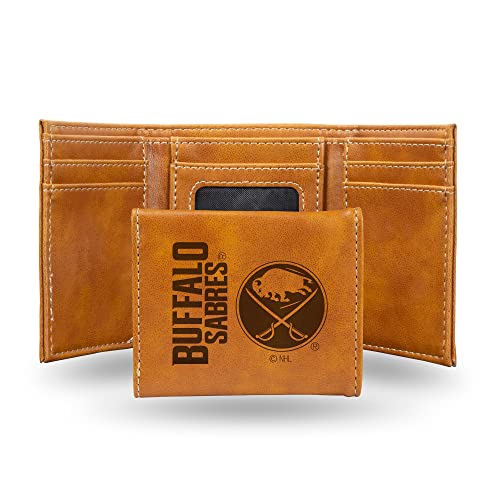 Rico Industries NHL Buffalo Sabres Laser Engraved Brown Tri-Fold Wallet - Men's Accessory