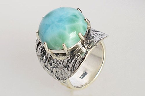 Bague larimar véritable argent 925 anti-ternissement serti griffes sécurisé - 2