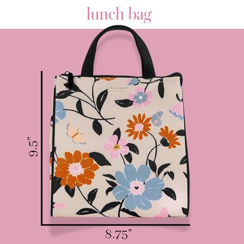 Image of kate spade new york Portable Soft Cooler Lunch Bag, Thermal Tote with Insulated Interior Lining and Storage Pocket, Lunch Tote for Women, Floral Garden