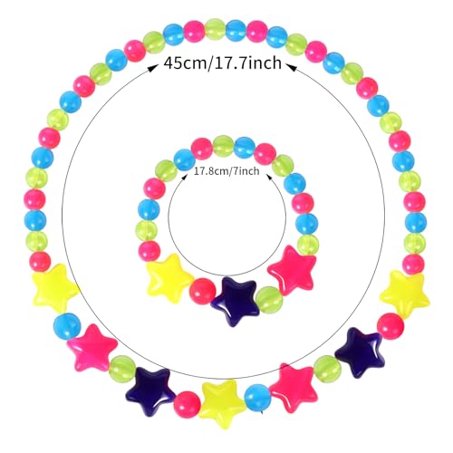 Girls Jewelry Set - Cute Star Beads Necklace Bracelet-Toddler Girls Star Jewelry - Stretchy Chunky Costume Jewelry Present Toy-Star2