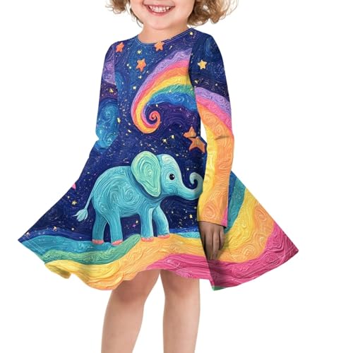 Dresses Cute Long Sleeve Midi Fit and Flare A Line Party Dress Girls Round Neck Casual Comfy Flowy Fall Dresses3