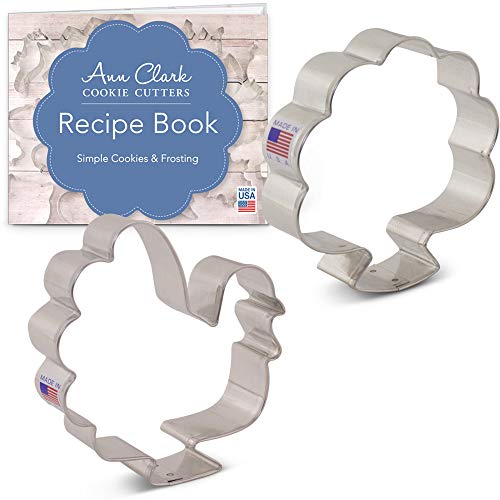 Ann Clark Cookie Cutters 2-Piece Thanksgiving Turkey Cookie Cutter Set with Recipe Booklet