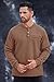Herberton Mens Teddy Sweatshirts Pocket Henley Shirt Button Fashion Long Sleeve Thermal Casual Pullover Brown M