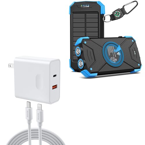 BLAVOR 10,000mAh Solar Wireless Charger Power Bank+20W Dual Port USB C Wall Charger with Cable
