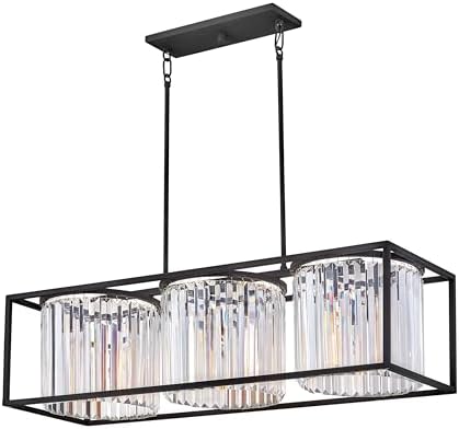 Hinkley Giada Three Light Open Frame Linear Chandelier, Black