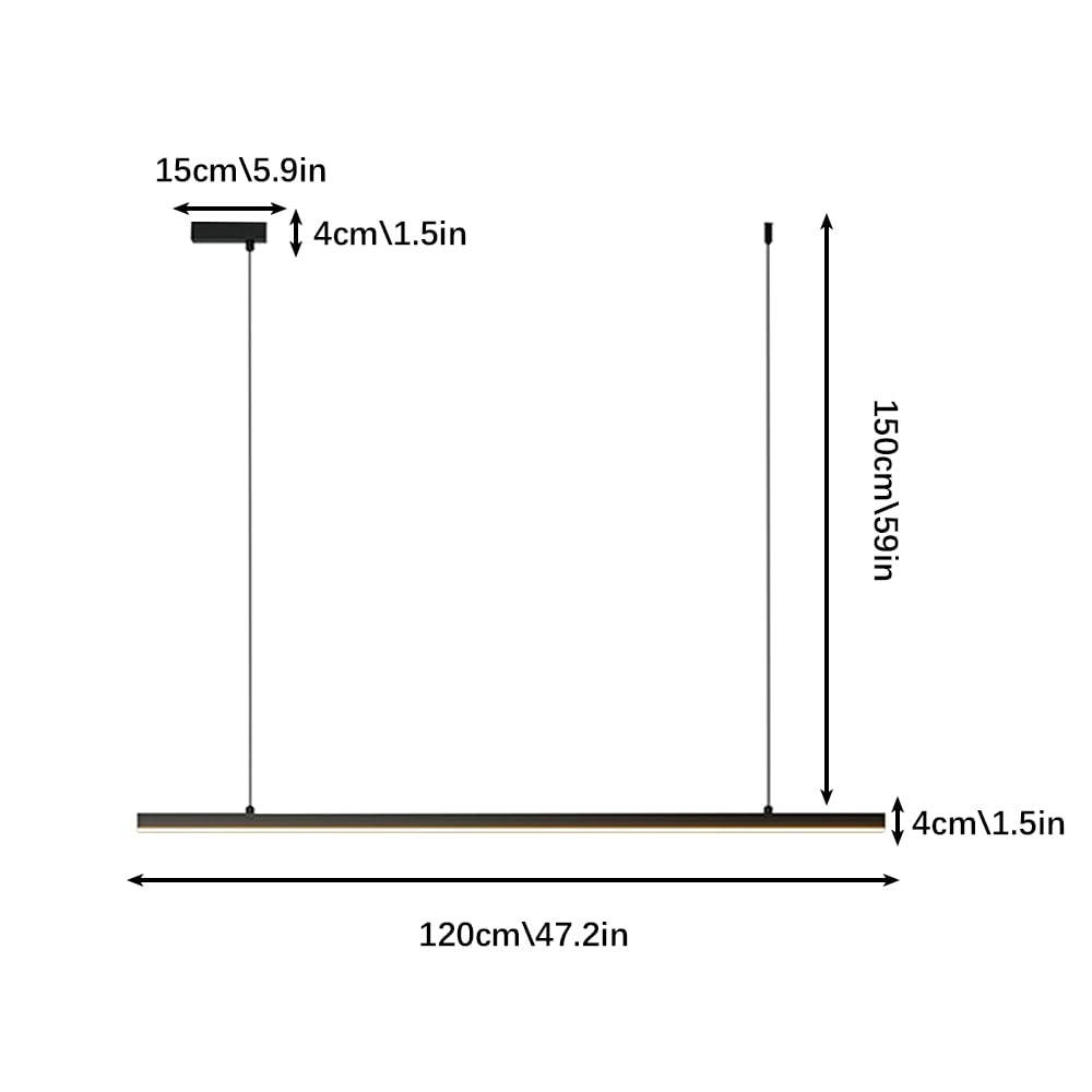 Lampadario lineare a Sospensione Nero, lampadario da soffitto a LED per Isola Cucina, apparecchio di Illuminazione a Striscia Lunga per Tavolo da Pranzo, lampadari per Ufficio.