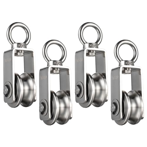Cable Pulley Wheel Stainless Steel, Bearing Inside, Rope Pulley for Pulley System, Gym Equipment, Clothesline, 4 Pack