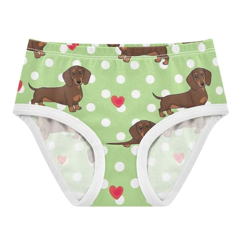 Cute Brown Dachshund Dogs Green Toddlers Underwear Floral 2t Cotton Panties Little Girl Fun Print Briefs Undies Kids - Main Image