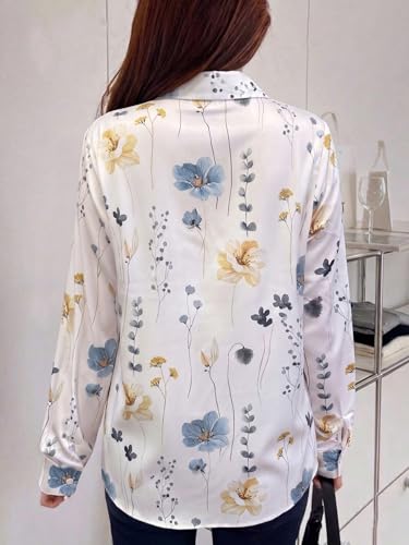 Image of TOPLOT Women's Shirt | Stylish Top Design | Modern Abstract & Floral Prints | Classic Collar with Front Closure for Polished and Everyday Styling | Long Sleeve Casual (5110)