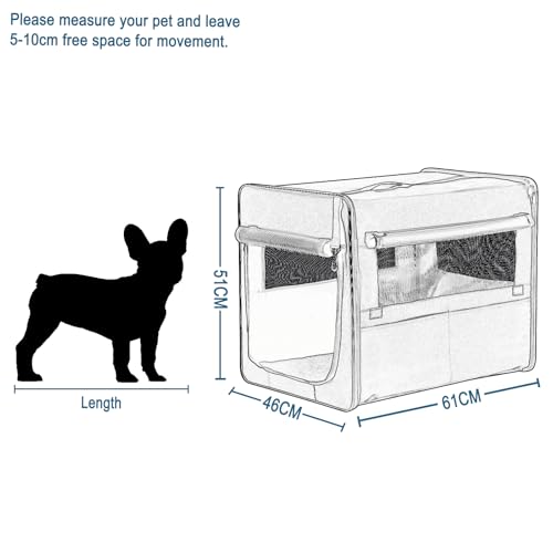 EUGAD Faltbare Hundebox B61xH51xT46cm für Katze kleine/mittlere Hunde (Hundehöhe≤40cm&Hundelänge≤50cm) Hundetransportbox Auto Reisebox Autobox Hundetasche Katzentasche Katzenbox Grau 0338GL