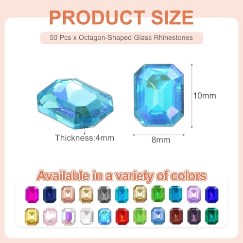 Diamantes de imitación octágonos con base chapada en plata para manualidades creativas 3