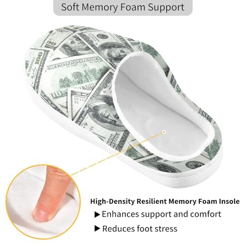 Funny American Dollar Slippers for Women Men, Money Womens House Memory Foam Slippers Indoor Slipper Socks House Shoes Bedroom Travel Shoe3