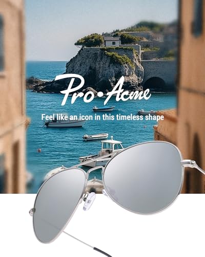 Image of Pro Acme Classic Aviator Sunglasses Glass Lens Metal UV400 for Men Women | 58 /62MM Lens,,Crystal-Clear Vision,Highly Scratch-Resistant,Weighty Feel,Leather Case