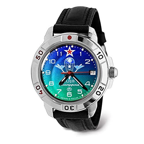 VOSTOK | Komandirskie VDV Russian Airborne Troops Russian Military Mechanical Wrist Watch | Fashion | Business | Casual Menâ€™s Watches | Model 431818 Leather Band B