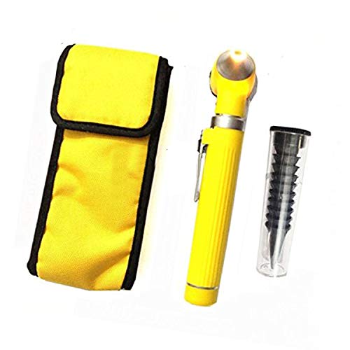 PC New Mini Fiber Optic Otoscope Yellow (Pocket Size) ENT Diagnostic Set A+