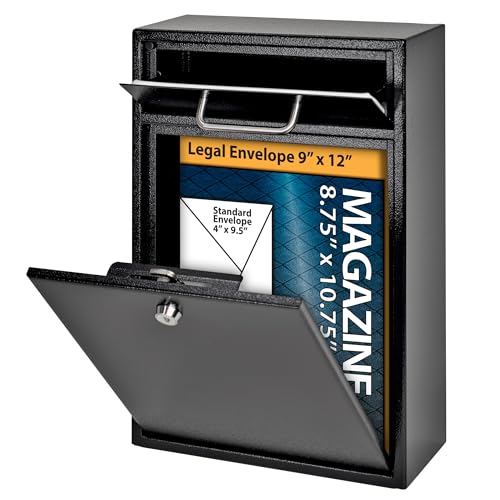 Mail Boss 7412 High Security Steel Locking Wall Mounted Mailbox-Office Comment Letter Deposit, Black Drop Box thumb #2