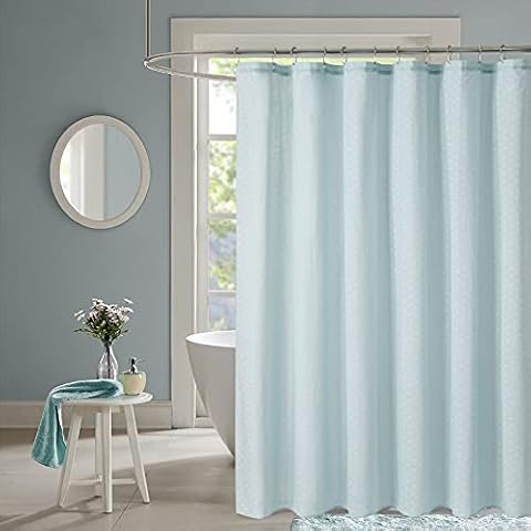 COSEVIER Cotton Fabric Shower Curtain Jacquard Texture for Bathroom,100% Cotton Lightweight Bathroom Decor (Aqua, 72" W x 84" L) Cover