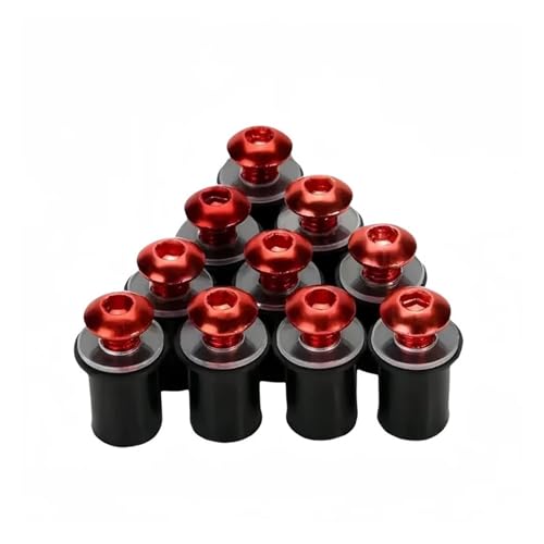 5mm 10個 オートバイ 風防 ボルト ネジ ナット ファスナー GSXR 600 750 1000 K1 K2 K3 K4 K5 K6 K7 K8 K9 K11用(10 pcs Red)