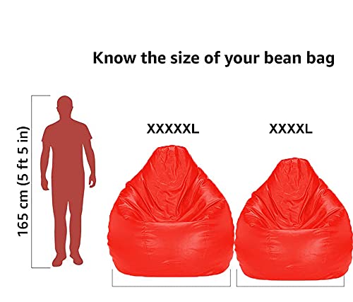 Image of Casa Copenhagen Premium Leather Bean Bag Chair, Filled with Beans | Capacity: Upto 7 Ft Height, 200 KG Weight | 4XL | Red