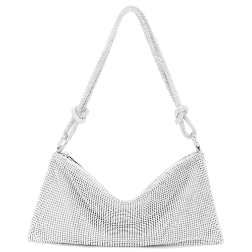 Image of RNIEGA Pearl Crystal Clutch Purse for Women Fashion Elegant Bride Evening Clutch Handbag Crossbody Shoulder Bag with Chain