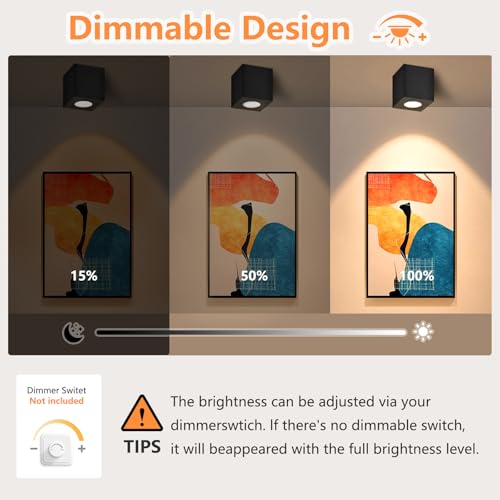 GeyouLux Square Dimmable Projection Spotlight, diameter 80x84mm Ceiling Spotlight, Adjustable 30° - Image 4