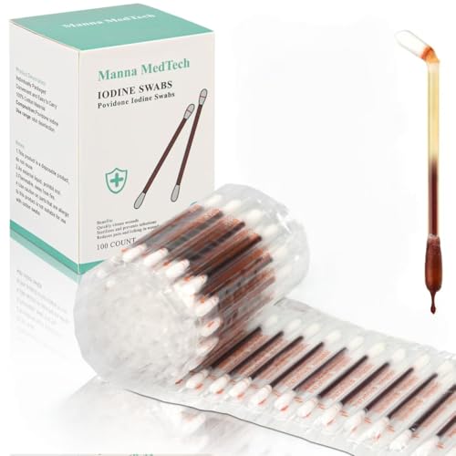 Manna MedTech Premium Organic Cotton Iodine Swabs for Wound Care