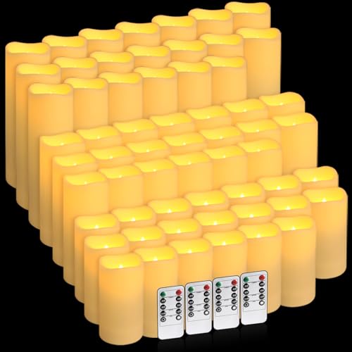 Image of 60-Pack LED Flameless Candles with Remote Control - Perfect for Home, Parties, and Special Occasions - Create a Magical Ambiance Effortlessly(Three Sizes)