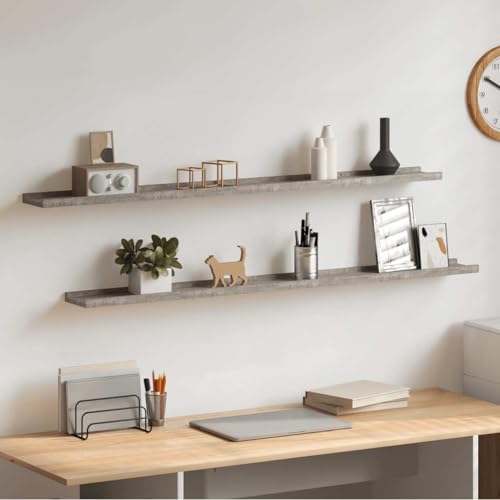 Floating Wall Shelves Set of 2 Concrete Gray