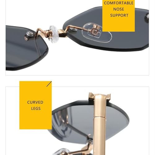Trendy Frameless Hexagon Sunglasses for Women Luxury Vintage Punk Metal Rimless Polygon4