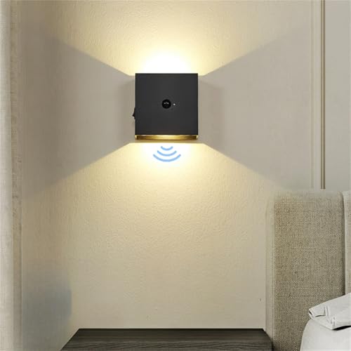 Sensor de movimiento apliques de pared sin cable luz cálida recargable para hogar