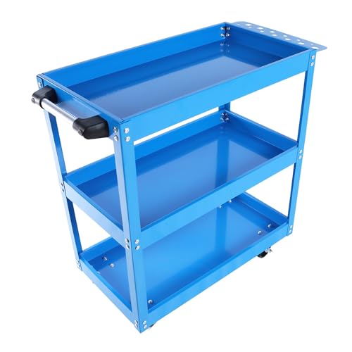 3-Tier Utility Cart with Brake Wheels, Blue
