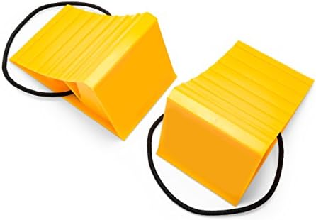 Camco Wheel Chock With Rope For Easy Removal, Helps Keep Your Trailer or RV In Place (Pack of 2) - 44471