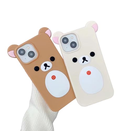 LUCKCOF ケース For iPhone 12/12 Pro x 可愛い 熊 立体 韓国 漫画 人気 カップル動物耐衝撃ソフトケースカバ シリコン 衝撃吸収 落下防止 アイフォン 12 アイフォン 12 Pro 專用スマホ ケース カバー 薄型 黄ばみ