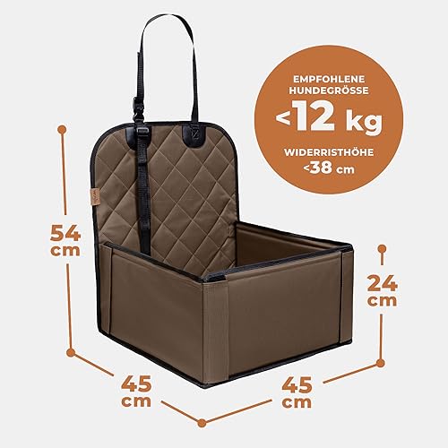 WUGLO Extra Stabiler Hunde Autositz – Hochwertiger Auto Hundesitz für kleine Hunde bis 12 kg – Verstärkte Wände und 3 Gurte – Wasserdichter Hundeautositz für Rück- und Vordersitz