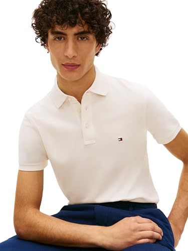 Image of Tommy Hilfiger Men's Short Sleeve Polo Shirts in Slim Fit with Stretch and Organic Pique Cotton