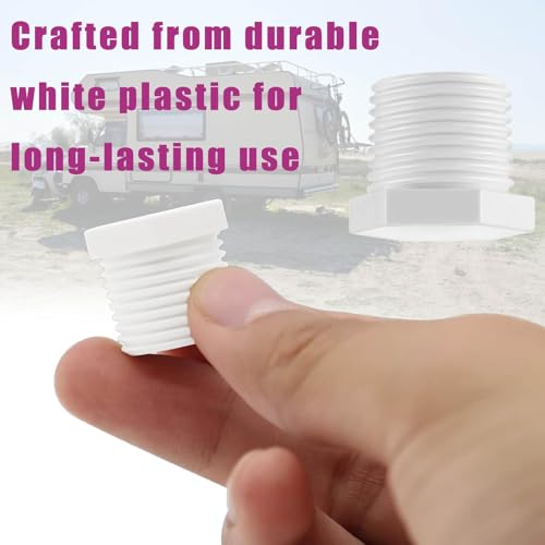 Image of Water Heater Drain Plug with Tape 1 /2 Inch for RV Camper and Atwood Water Heaters 11630 91857 White Plastic 8 Pcs