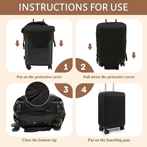 Paterr 3 Pieces Luggage Cover Travel Suitcase Protector Anti Scratch with 3 Pcs Plastic Luggage Tags 20/24/ 28 Inch Suitcase Cover Protector Washable Fits 18 to 28 Inch 3 Sizes, black4