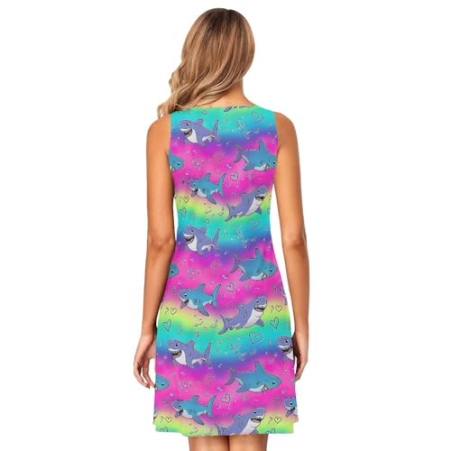 Image of ALAZA Women's Summer Dress Sun Dress Sleeveless with Pockets
