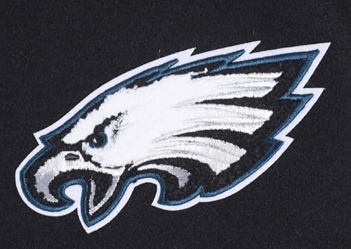 Pro Standard Womens NFL Philadelphia Eagles Script Tail Varsity Jacket Black/White L - Image 6