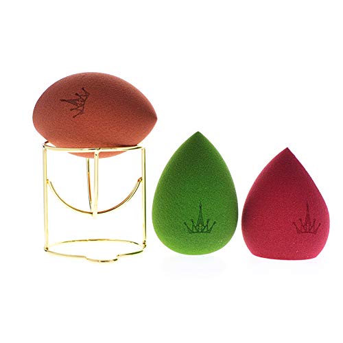 AMORTALS 3 Pcs Makeup Beauty Sponge and 1 Makeup Blender Holder, Multi-shape Latex-Free Sponges Set for Blending, Flawless Foundation of Liquid Cream or Powder, and All Skin Types