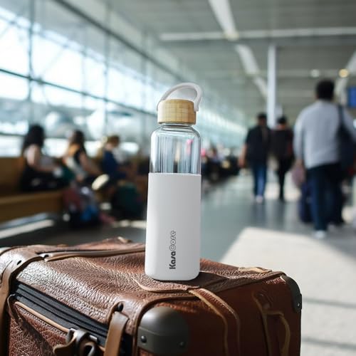 Image of Premium Borosilicate Glass Water Bottle with 500 ml | Silicone Sleeve Bamboo Lid | BPA Free Design | Ideal for camping, Busy Office days, Yoga Sessions & Travel use | Leak-Proof Cap