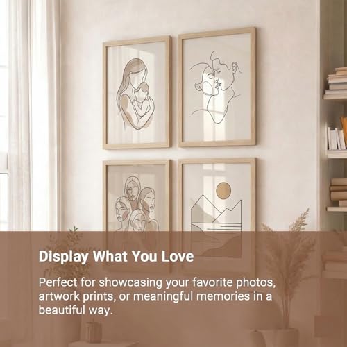 Image of kotart Photo Frame for Wall Decoration | Wooden Aesthetic Frames for Living Room Office | Photo Frame for Certificate A4 Size | Home Decor Bedroom Gift (Brown, Pack of 4)