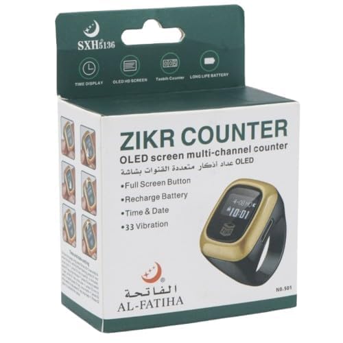 Unisex-Adult Smart Zikr Ring Digital Counter Tasbeeh for Daily Prayers with Bluetooth Waterproof Islam - One Size/Multicolor Tasbih-image-6