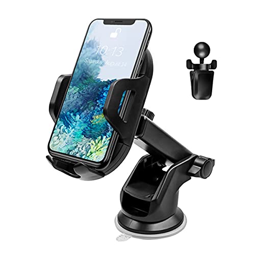 Phone Mount for Car, 360Â°Rotatable Car Phone Holder for Dashboard Windshield Air Vent, Compatible with iPhone 12/11/Pro, Samsung and More, Universal Cell Phone Holder with Clip and Suction Cup