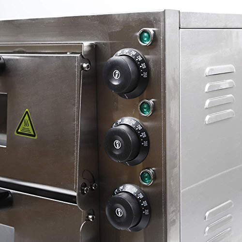 DONNGYZ Electric Pizza Oven Commercial Double Deck Bake Oven Machine Stainless Steel Ceramic Stone Toaster Suitable for Restaurant Kitchen 3000W(US Stock) - Thumbnail 7